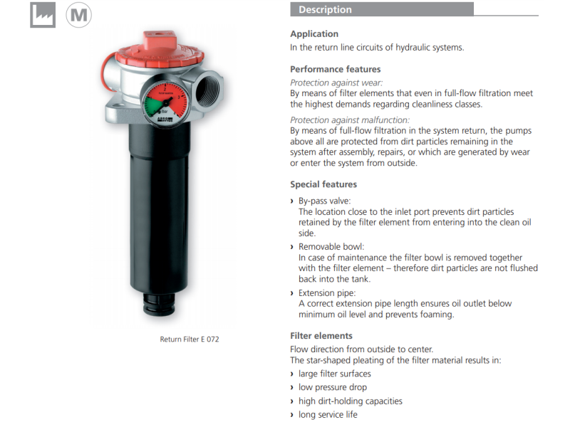 Filtr E043 E072, Rozmiar filtra: D2-G3/4"