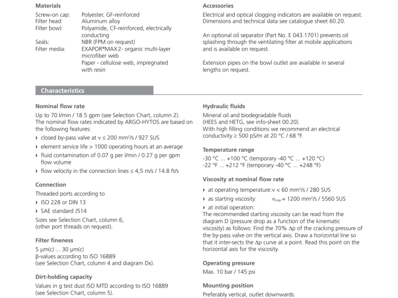 Filtr E043 E072, Rozmiar filtra: D2-G3/4"