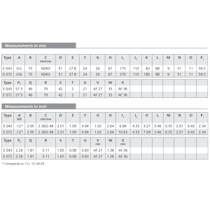 Filtr E043 E072, Rozmiar filtra: D2-G3/4"