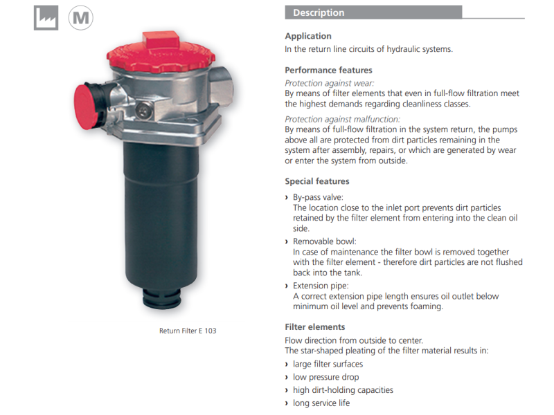Filtr E094 E103 E143, Rozmiar filtra: D2-G3/4"