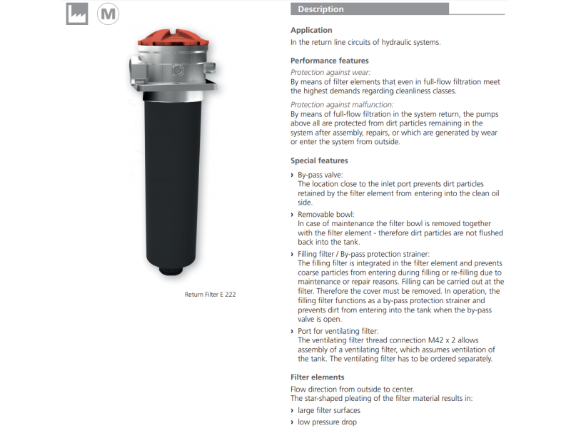 Filtr E212 E222, Rozmiar filtra: D2-G1.1/4"