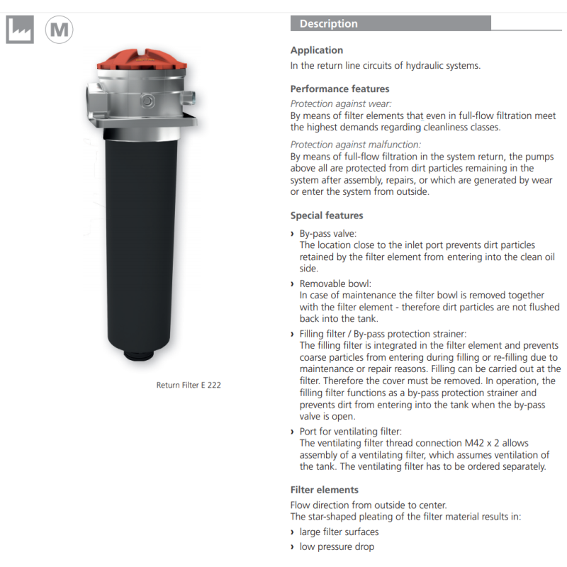 Filtr E212 E222, Rozmiar filtra: D2-G1.1/4"