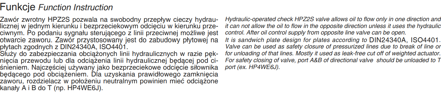Zawór zwrotny sterowany płytowy NG06, NG10, NG16, NG22, Ro