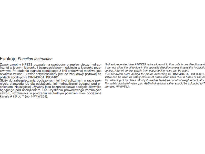 Zawór zwrotny sterowany płytowy NG06, NG10, NG16, NG22, Ro