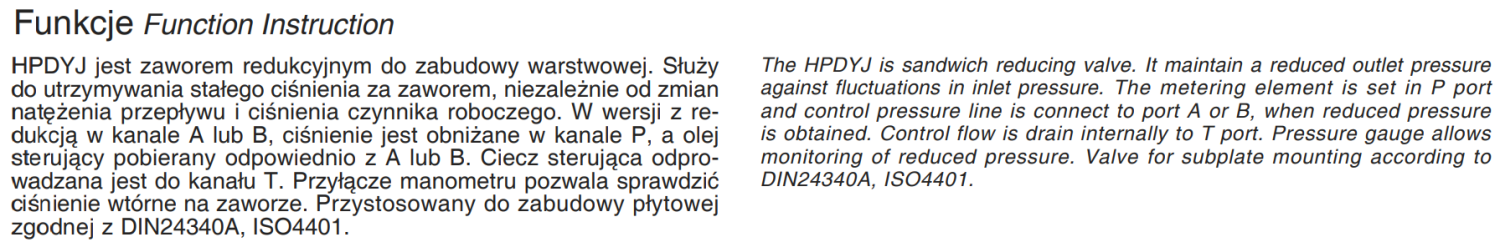 Zawór ciśnieniowy redukcyjny płytowy, Rozmiar CETOP: NG20