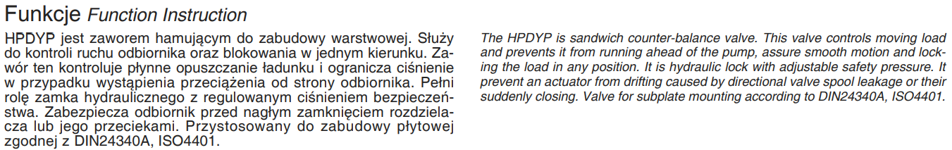 Zawór ciśnieniowy hamujący płytowy, Rozmiar CETOP: NG10