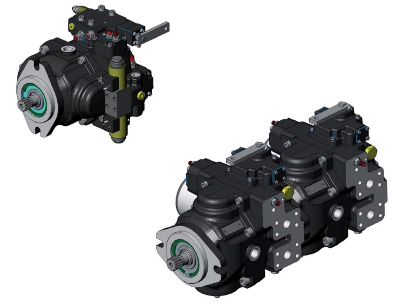 Pompa osiowa tłokowa o zmiennym wydatku z układem zamknię