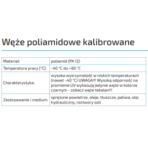 Węże poliamidowe kalibrowane