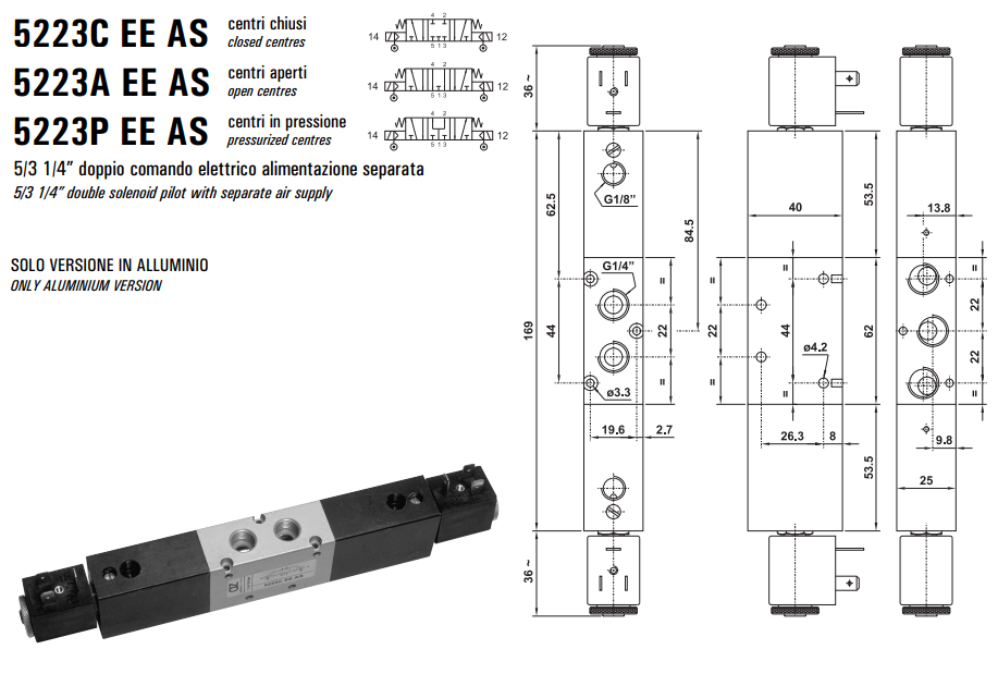 Elektrozawór 5223 C/A/P EE AS, Elektrozawory - NC/NO: CC - 