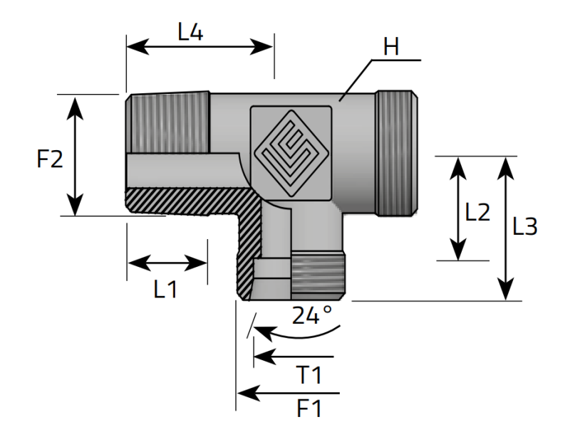 Trójnik niesymetryczny TEL M-NPT stożkowy 06L M12x1,5 - 1/