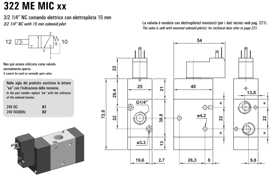 Elektrozawór 322 ME MIC XX