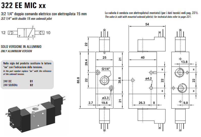 Elektrozawór 322 EE MIC XX