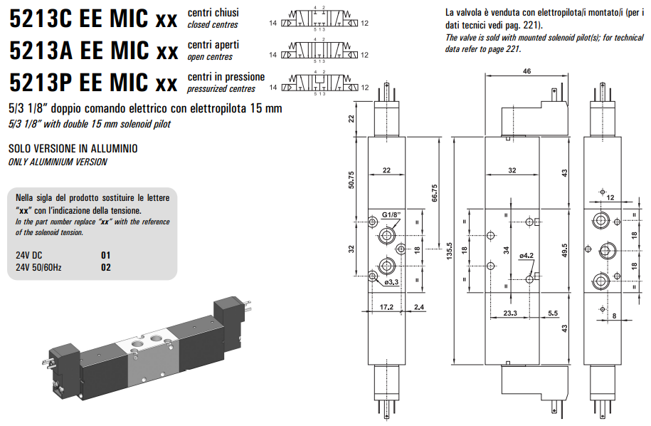 Elektrozawór 5213 C/A/P EE MIC XX, Elektrozawory - NC/NO: C