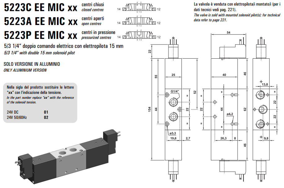 Elektrozawór 5223 C/A/P EE MIC XX, Elektrozawory - NC/NO: C