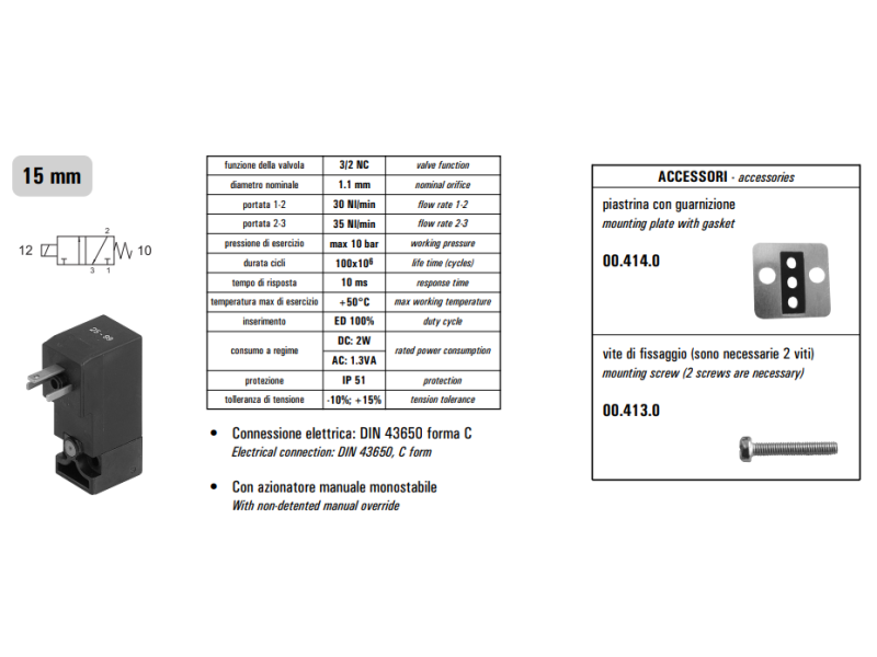Cewka 00.25, Napięcie: 24V DC