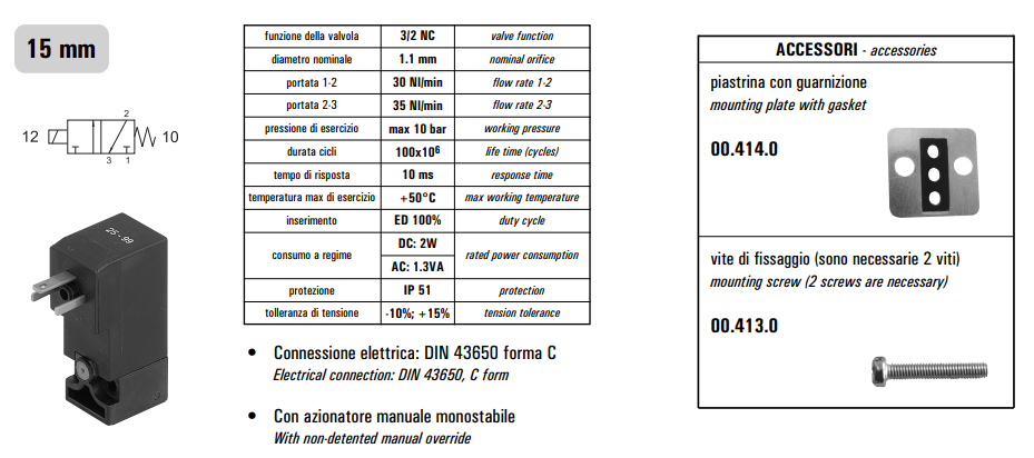 Cewka 00.25, Napięcie: 24V DC