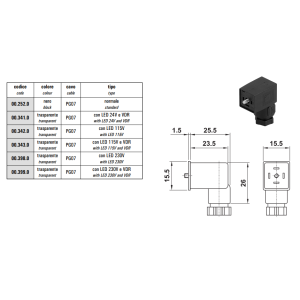 Wtyczka 00.253439, Elektrozawory - wtyczki: LED 24V VDR