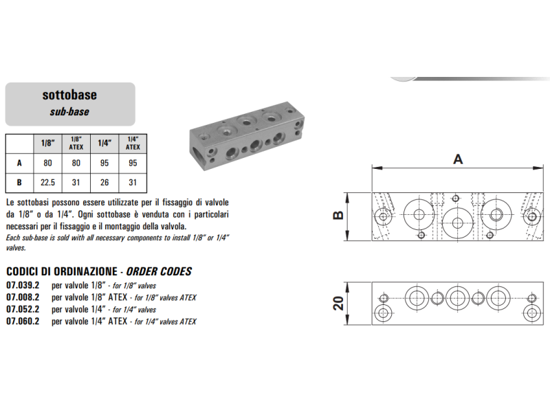 Blok zaworowy 07.03/00/05/06, Rozmiar gwintu (4): 1/4"