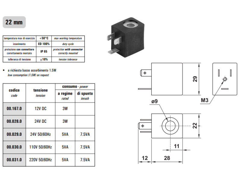 Cewka 00.16/02/03, Napięcie: 24V DC