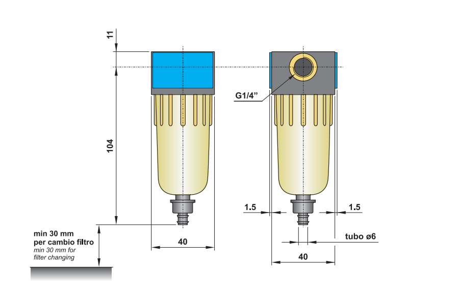 Filtr separujący wodę G1/4"  2-25/05-S