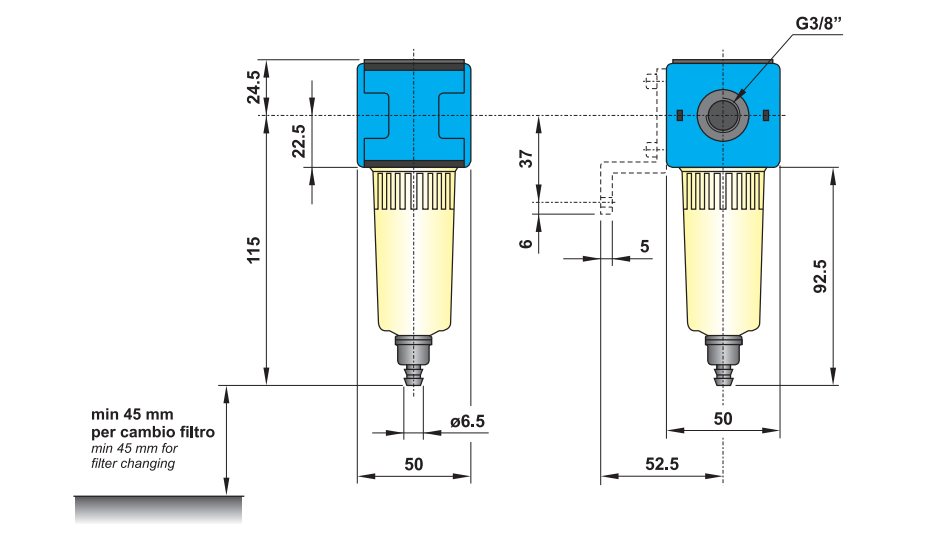 Filtr separujący wodę G3/8" 3-30S/A 3-05S