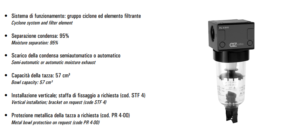 Filtr separujący wodę G1/2" 4-30S/A 4-05S