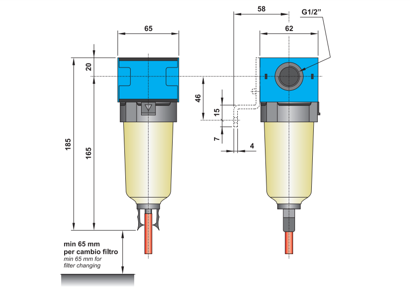 Filtr separujący wodę G1/2" 4-30S/A 4-05S
