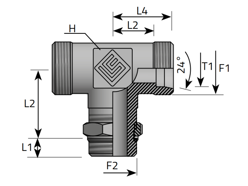 Trójnik symetryczny TEET 06L M12x1,5 - 1/8" BSPP, Mate