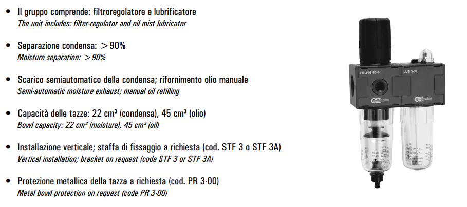 Zespół przygotowania powietrza FR+L G3/8″ FR+L 3-08-30-S