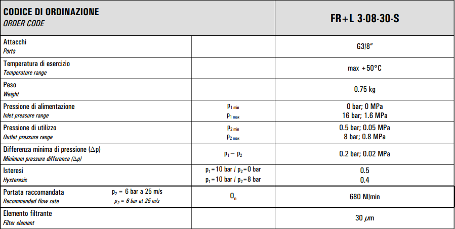 Zespół przygotowania powietrza FR+L G3/8″ FR+L 3-08-30-S