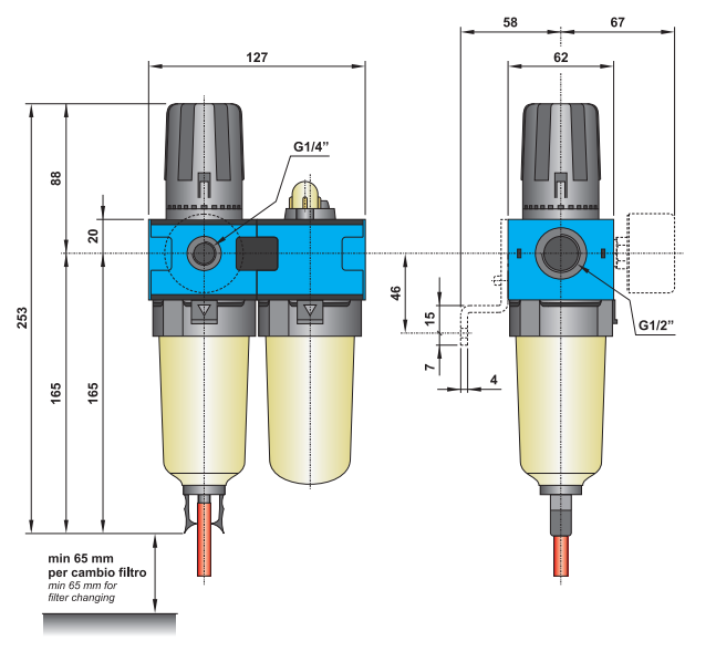 Zespół przygotowania powietrza FR+L G1/2″ FR+L 4-08-30-S