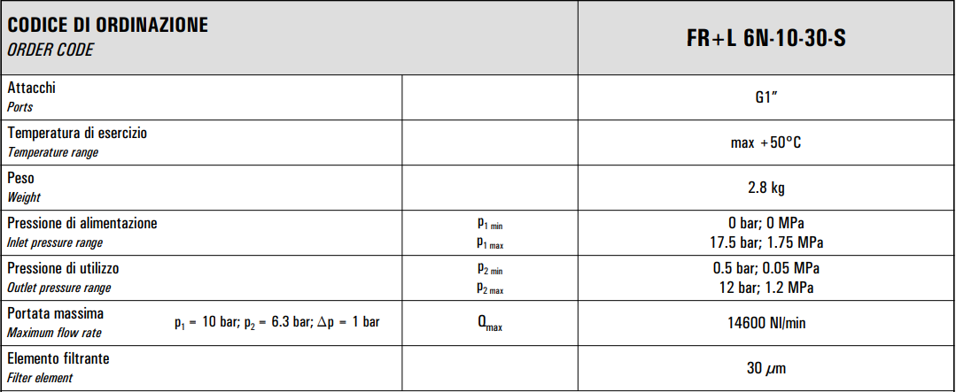 Zespół przygotowania powietrza G1″  FR+L 6N-10-30-S