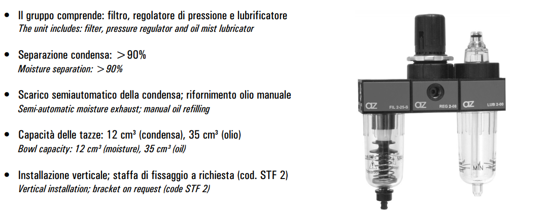 Zespół przygotowania powietrza G1/4″ FRL 2-08-25-S