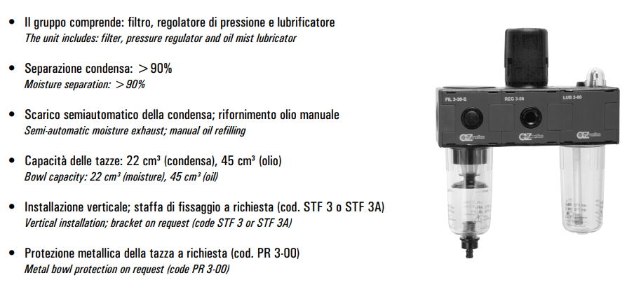 Zespół przygotowania powietrza G3/8″ FRL 3-08-30-S