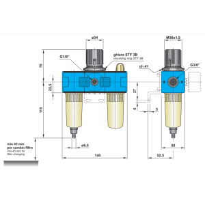 Zespół przygotowania powietrza G3/8″ FRL 3-08-30-S