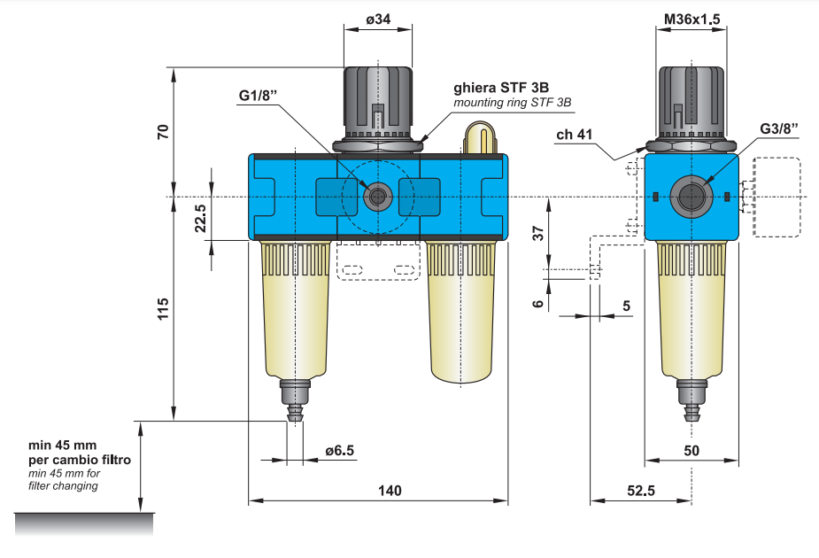 Zespół przygotowania powietrza G3/8″ FRL 3-08-30-S