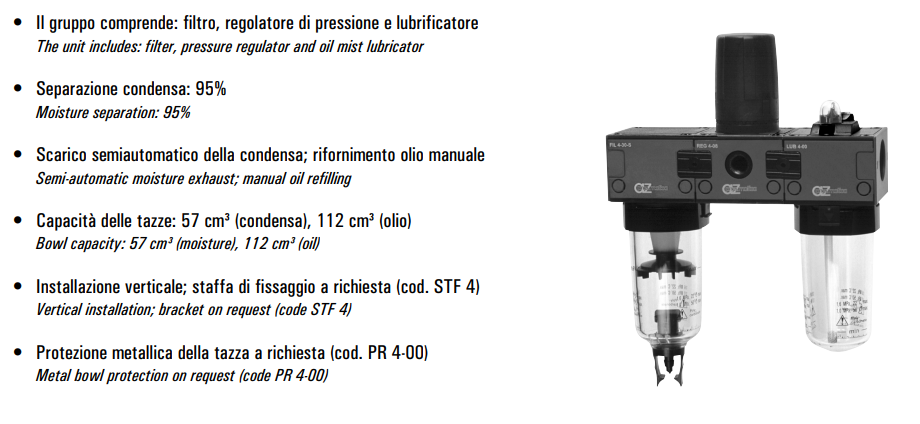 Zespół przygotowania powietrza G1/2″ FRL 4-08-30-S