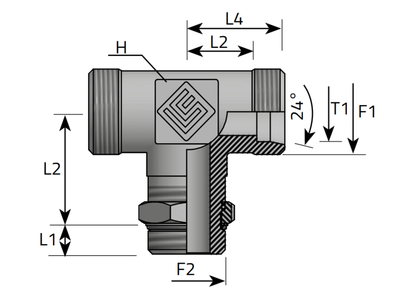 Trójnik symetryczny TEET M-UNF 06L M12x1,5 - 7/16" UNF