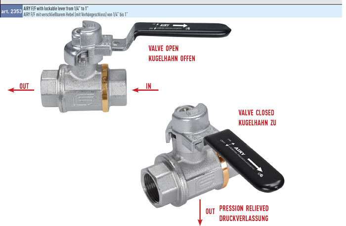 Zawór kulowy serii AIRY LOCK