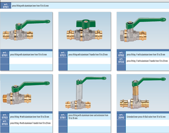 Zawór kulowy do wody serii PRESSTIGE