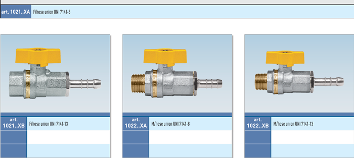 Zawór kulowy do gazu serii VENUS WITH UNI HOSE UNION