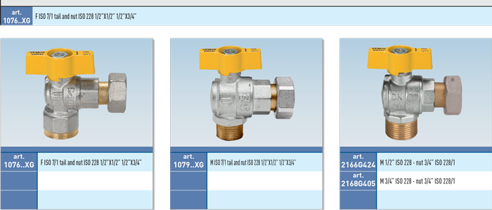 Zawór kulowy do gazu VENUS ANGLE WITH NUT