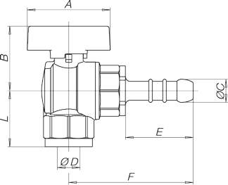 Zawór kulowy do gazu serii VENUS ANGLE WITH UNI HOSE UNION