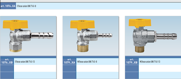 Zawór kulowy do gazu serii VENUS ANGLE WITH UNI HOSE UNION