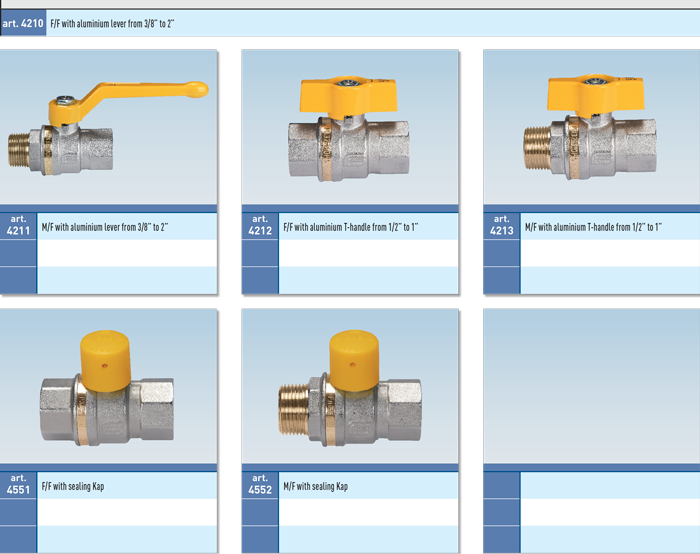 Zawór kulowy do gazu serii ATHENA