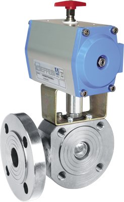 Zawór kulowy serii MOON 3W z siłownikiem pneumatycznym