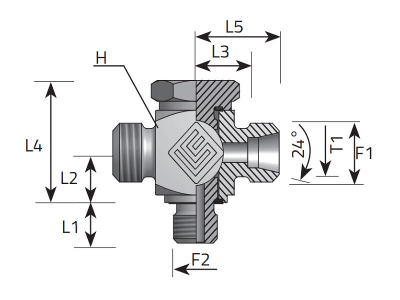Przyłącze trójnikowe Banjo TWH 06L M12x1,5 - 1/8" BS