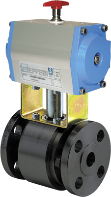 Zawór kulowy serii ANTARES CARBON STEEL z siłownikiem pneu