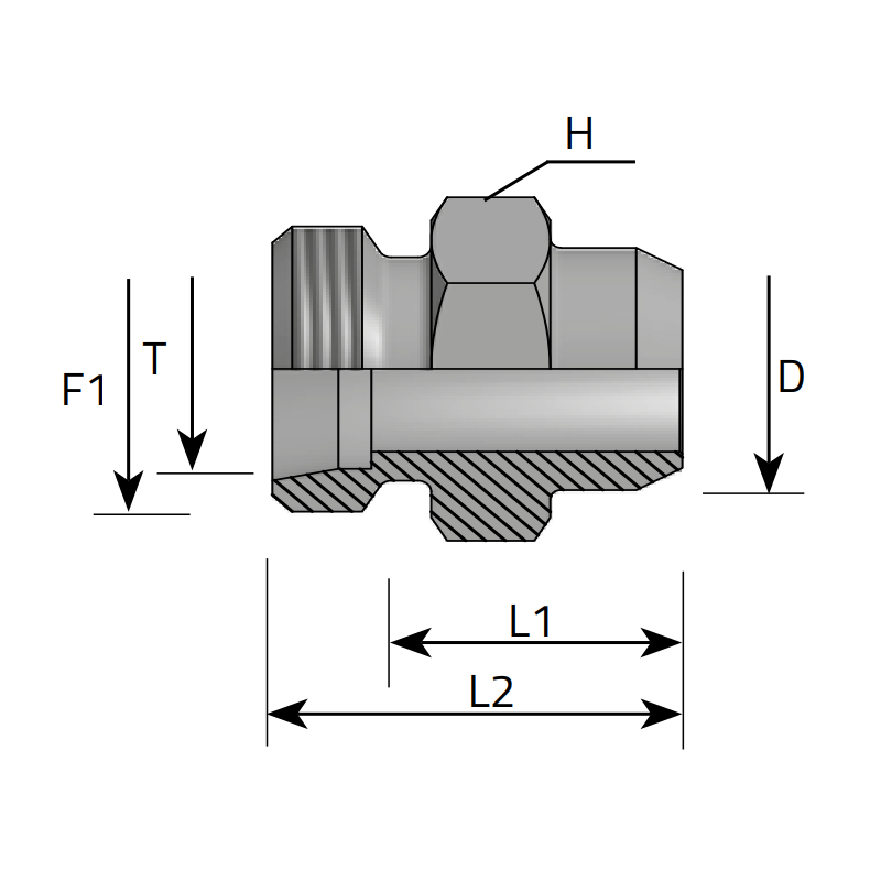 Końcówka prosta do spawania AS 06L M12x1,5, Materiał: Sta