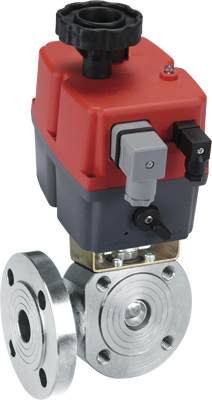 Zawór kulowy serii MOON 3W z siłownikiem elektrycznym
